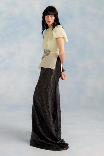Buy_Richa Khemka_Green Silk, Georgette One Shoulder Virelle Crushed Top Pant Set _Online_at_Aza_Fashions