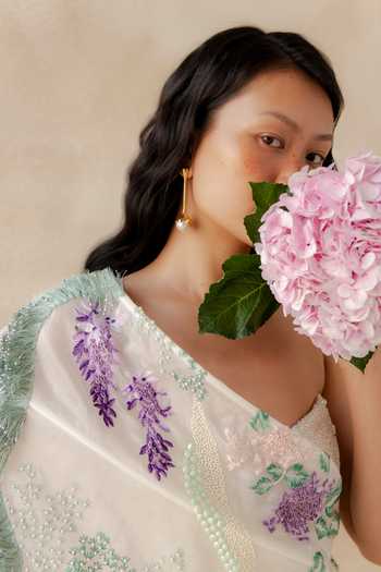Buy_Richa Khemka_White Organza, Satin Sweetheart Neck Solace Draped Skirt Set _Online_at_Aza_Fashions