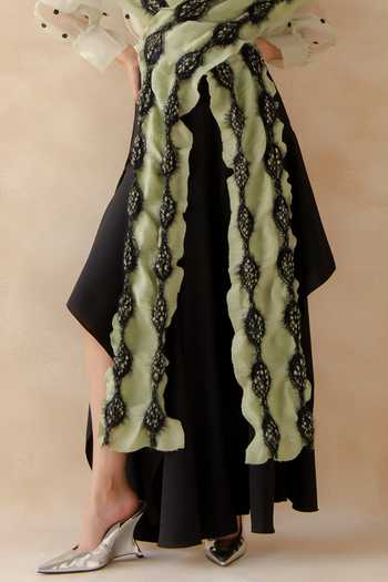 Shop_Richa Khemka_Green Organza, Georgette, Twill Button-down Neck Matchi Top And Flap Pant Set _Online_at_Aza_Fashions