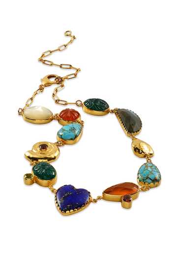 Arvino_Multi Color Gemstone Tribal Chain Necklace _Online_at_Aza_Fashions