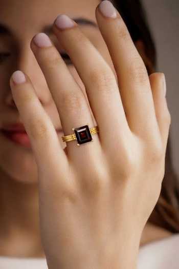 Arvino_Red Stone Studded Ring _at_Aza_Fashions