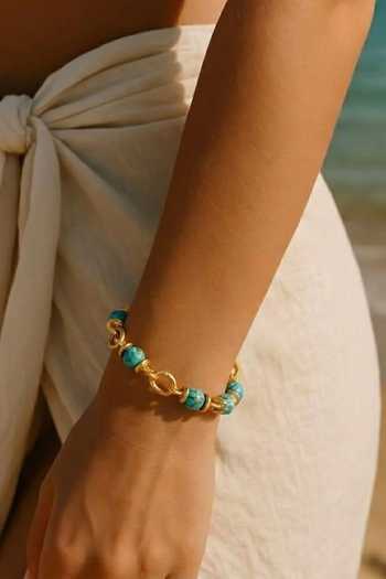 Buy_Arvino_Blue Turquoise Nugget Link Chain Bracelet _Online_at_Aza_Fashions