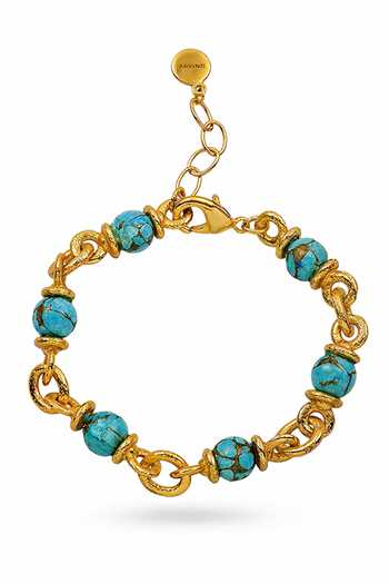 Shop_Arvino_Blue Turquoise Nugget Link Chain Bracelet _at_Aza_Fashions