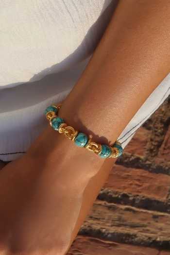 Arvino_Blue Turquoise Nugget Link Chain Bracelet _at_Aza_Fashions