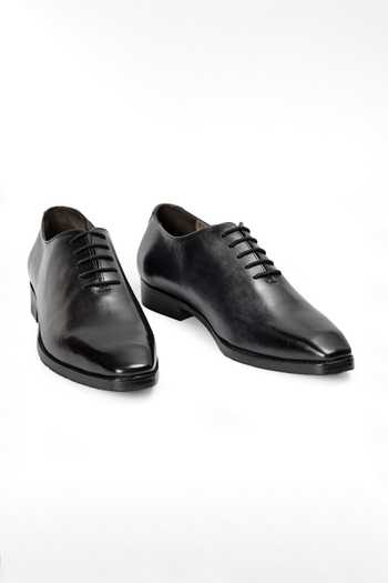 Buy_Domani_Black Kingsley Patina Leather Whole Cut Shoes _Online_at_Aza_Fashions