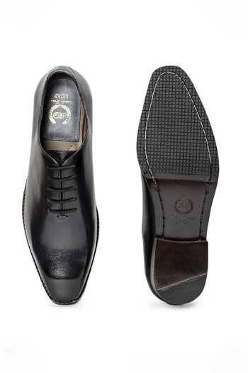 Shop_Domani_Black Kingsley Patina Leather Whole Cut Shoes _Online_at_Aza_Fashions