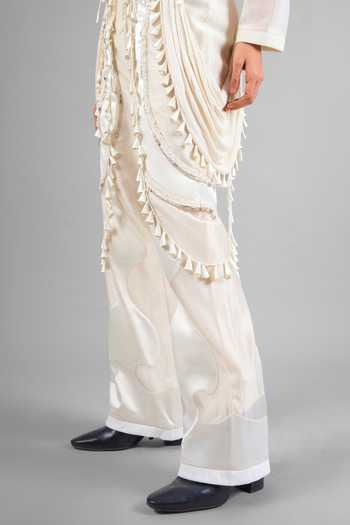 Buy_Saim_Ivory Chanderi, Satin, Silk, Jersey Round Neck Embroidered Top And Pant Set _Online_at_Aza_Fashions