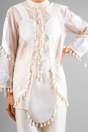 Shop_Saim_Ivory Silk, Chanderi, Satin High Neck Embroidered Kurta And Sharara Set _Online_at_Aza_Fashions