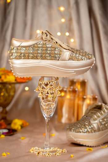 Buy_House of Vian_Gold Majestique Embroidered Sneakers _Online_at_Aza_Fashions