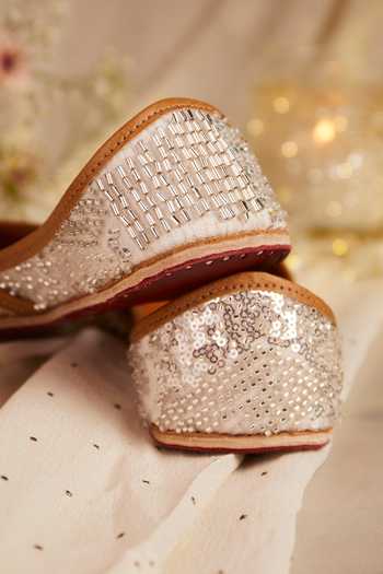Buy_House of Vian_Silver Rukhsar Embellished Juttis _Online_at_Aza_Fashions