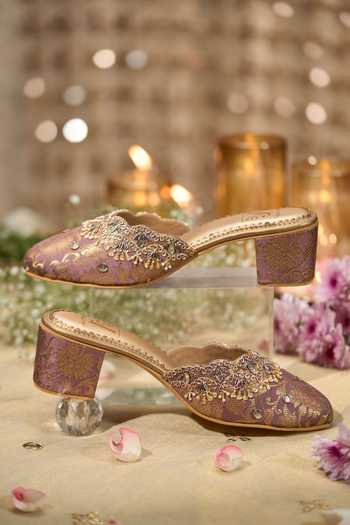 House of Vian_Purple Nazneen Mule Heels _Online_at_Aza_Fashions