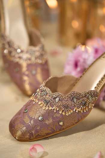 Buy_House of Vian_Purple Nazneen Mule Heels _Online_at_Aza_Fashions