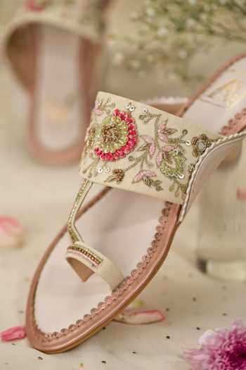 House of Vian_Multi Color Gulmohar Floral Embroidered Kolhapuris _Online_at_Aza_Fashions