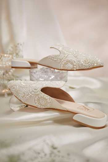 Shop_House of Vian_Cream Celine Embroidered Mules _at_Aza_Fashions