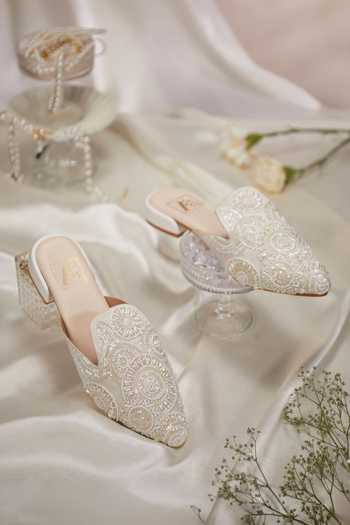 Buy_House of Vian_Cream Celine Embroidered Mules _Online_at_Aza_Fashions