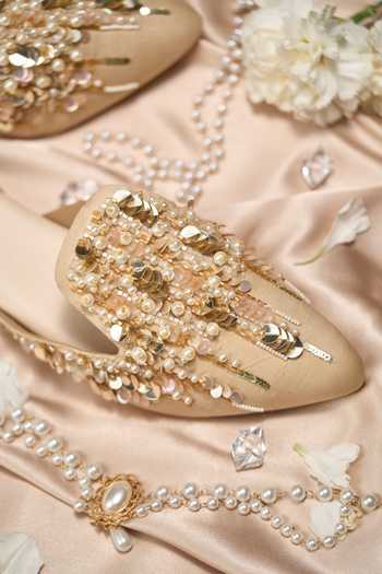 Shop_House of Vian_Beige Athena Pearl Embellished Mules _Online_at_Aza_Fashions