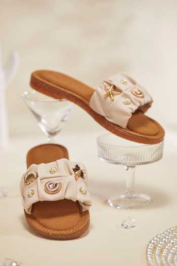Shop_House of Vian_Beige Sea Shell Flats _at_Aza_Fashions