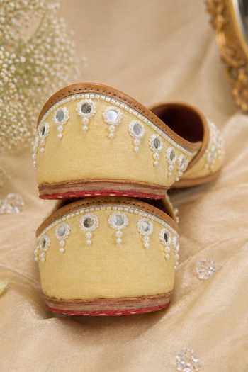 Buy_House Of Vian_Yellow Afroz Embroidered Juttis _Online_at_Aza_Fashions