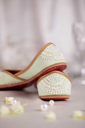 House of Vian_Green Mehrunisa Bead Embroidered Juttis _Online_at_Aza_Fashions