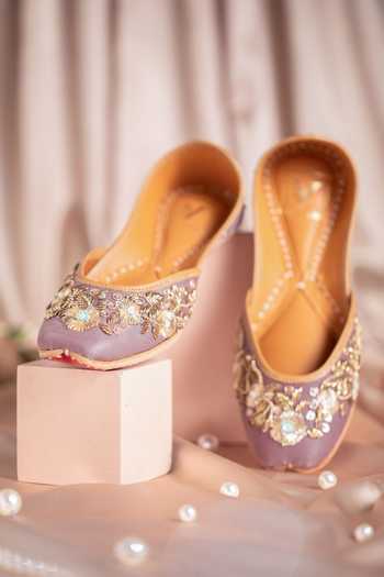 House of Vian_Purple Alizeh Embroidered Juttis _Online_at_Aza_Fashions