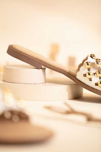 House of Vian_White Juno Cutwork Flats _Online_at_Aza_Fashions