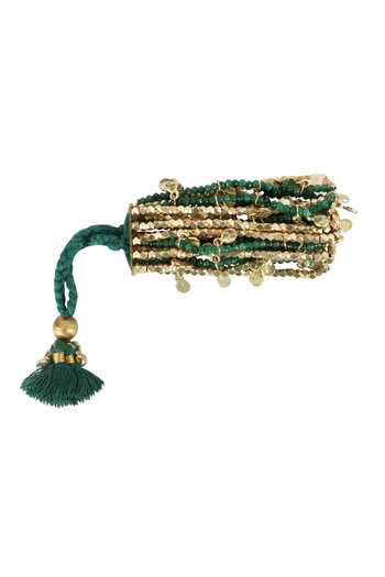 House Of Tuhina_Green Gamya Adjustable Multi Strand Bracelet _Online_at_Aza_Fashions