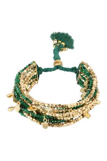 Shop_House Of Tuhina_Green Gamya Adjustable Multi Strand Bracelet _at_Aza_Fashions
