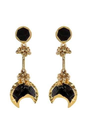 Shop_House Of Tuhina_Gold Plated Indrani Embellished Dangling Earrings _at_Aza_Fashions