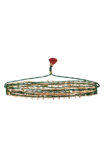 Shop_House Of Tuhina_Green Gamini Multi Layered Choker Necklace _at_Aza_Fashions