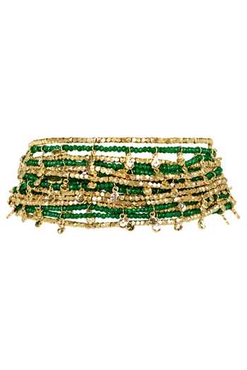 House Of Tuhina_Green Gamini Multi Layered Choker Necklace _Online_at_Aza_Fashions