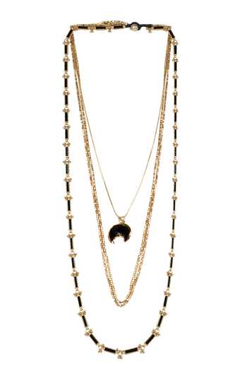 Shop_House Of Tuhina_Black Indrani Long Layered Necklace _at_Aza_Fashions