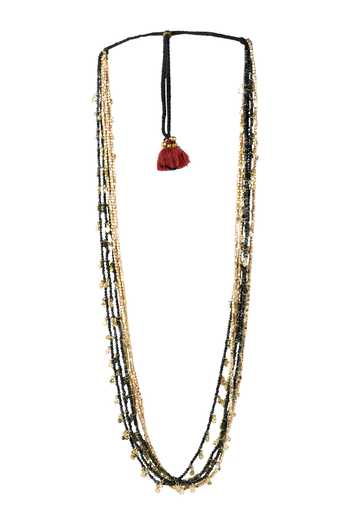 Shop_House Of Tuhina_Black Ahilya Layered Long Necklace _at_Aza_Fashions