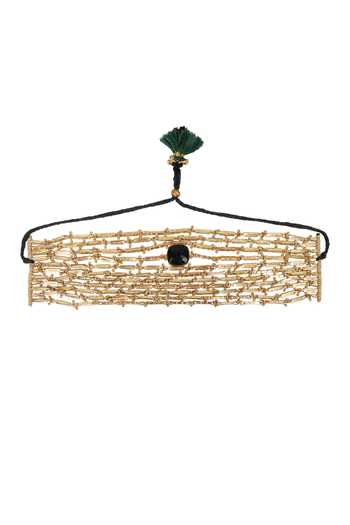 Shop_House Of Tuhina_Black Gaya Centre Embellished Choker Necklace _at_Aza_Fashions
