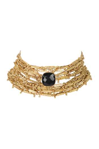House Of Tuhina_Black Gaya Centre Embellished Choker Necklace _Online_at_Aza_Fashions