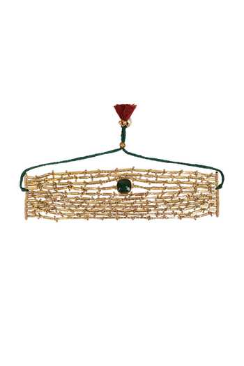 Shop_House Of Tuhina_Green Gaya Embellished Centre Choker Necklace _at_Aza_Fashions