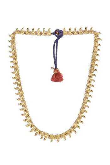 Shop_House Of Tuhina_Gold Plated Isha Carved Necklace _at_Aza_Fashions