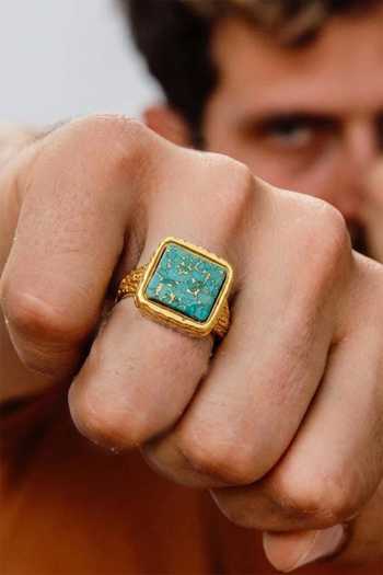 Buy_Arvino_ Turquoise Mosaic Ring _at_Aza_Fashions