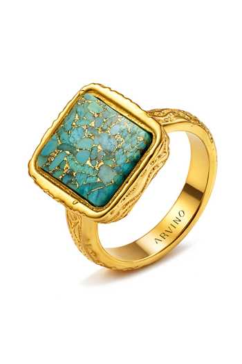 Shop_Arvino_ Turquoise Mosaic Ring _at_Aza_Fashions