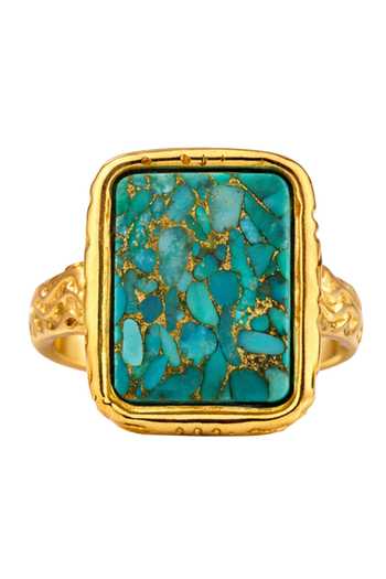 Arvino_ Turquoise Mosaic Ring _Online_at_Aza_Fashions