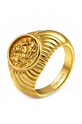 Shop_Arvino_Gold Vintage Engraved Ring _at_Aza_Fashions