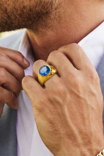 Shop_Arvino_Blue Stone Dome Ring _Online_at_Aza_Fashions