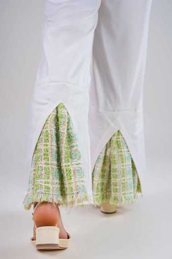 9899_White Organza, Tweed, Suiting High , Open Jacket And Pant Co-ord Set _Online_at_Aza_Fashions