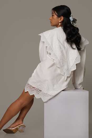 Shop_9899_White Cotton Collared Neck Me Dress _at_Aza_Fashions