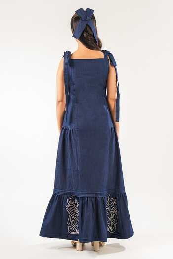 Shop_9899_Blue Denim Square Neck Cord Embroidered Maxi Dress _at_Aza_Fashions