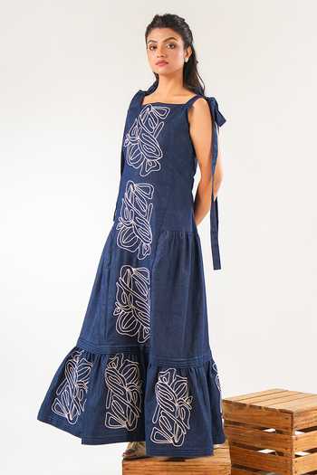 Buy_9899_Blue Denim Square Neck Cord Embroidered Maxi Dress _Online_at_Aza_Fashions