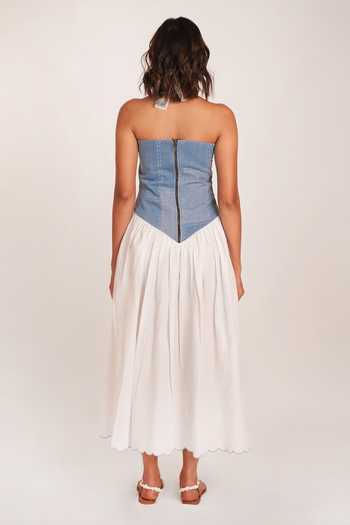 Shop_9899_Blue Cotton, Denim Square Neck Scallop Midi Dress _at_Aza_Fashions