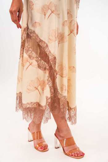 Buy_9899_Cream Satin Round Neck Floral Lace Top And Skirt Co-ord Set _Online_at_Aza_Fashions