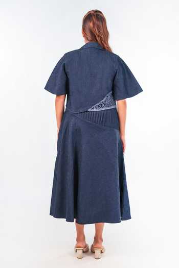 Shop_9899_Blue Denim Collared Neck Midnight Cutwork Jacket And Skirt Co-ord Set _at_Aza_Fashions