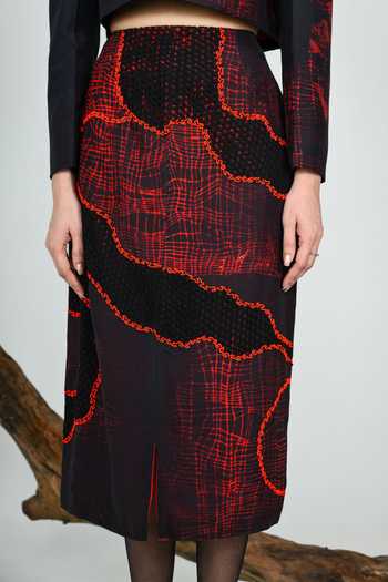 The Dramebaaz CO_Black Silk Emberlines Lace Skirt _Online_at_Aza_Fashions