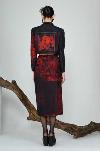 Shop_The Dramebaaz CO_Black Silk Emberlines Lace Skirt _at_Aza_Fashions